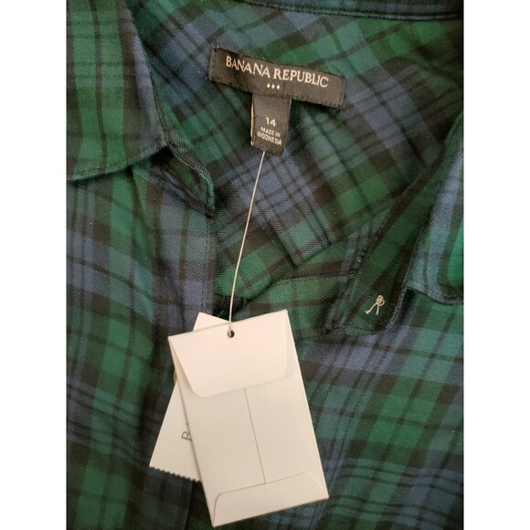 Banana Republic Women's Knee Length Long Sleeve Dresses Sz 14 Flannel Green - Picture 2 of 13